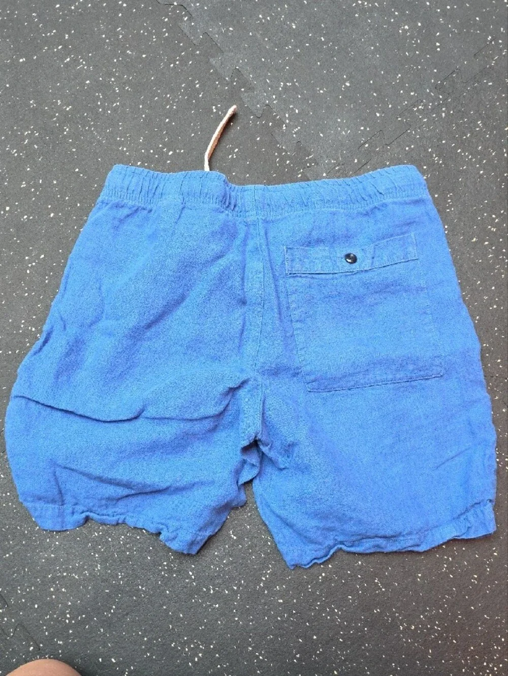 Banana Republic Men's Royal Blue Linen-Blend Swim Trunks with Beige Drawstring